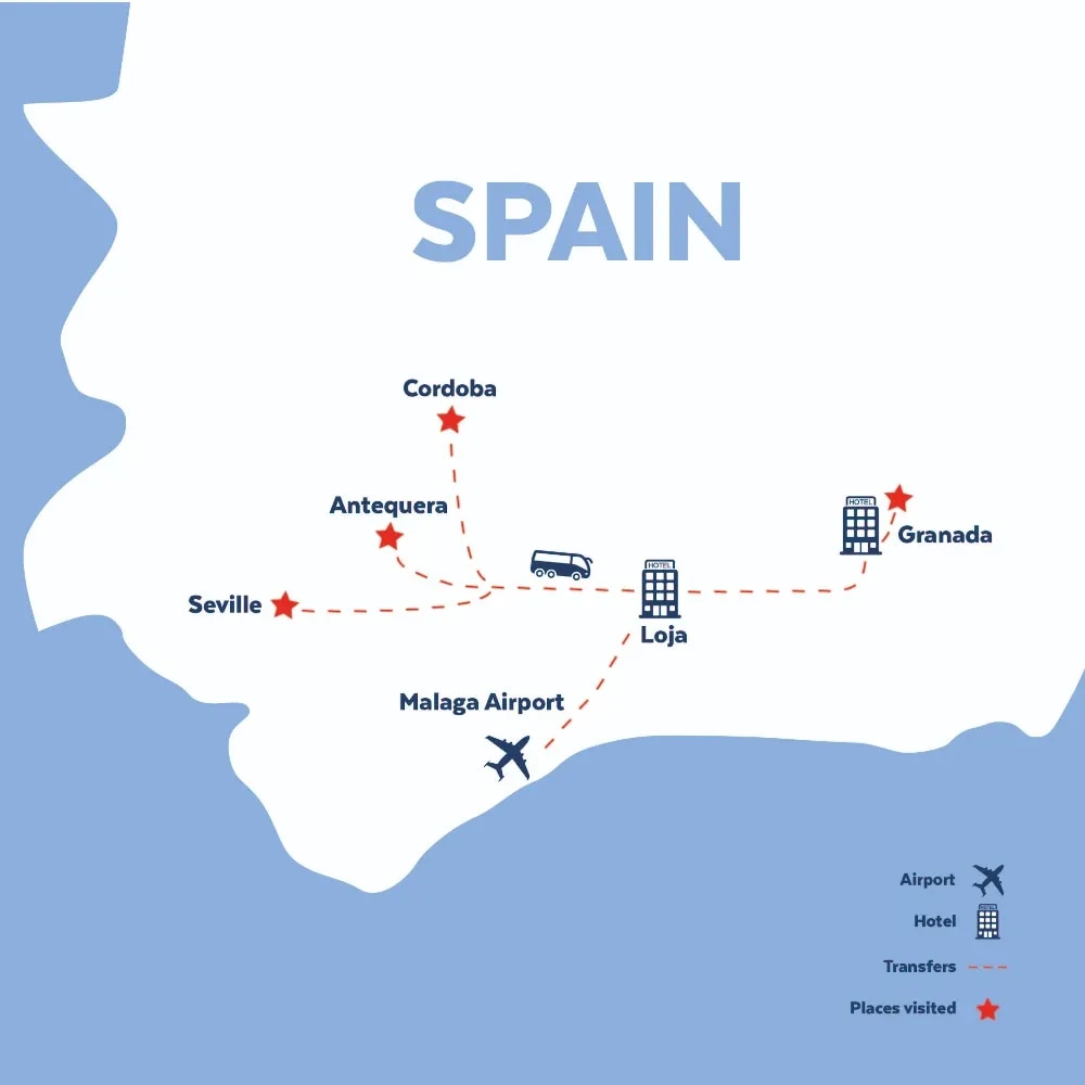 Tour map for Highlights of Andalucia