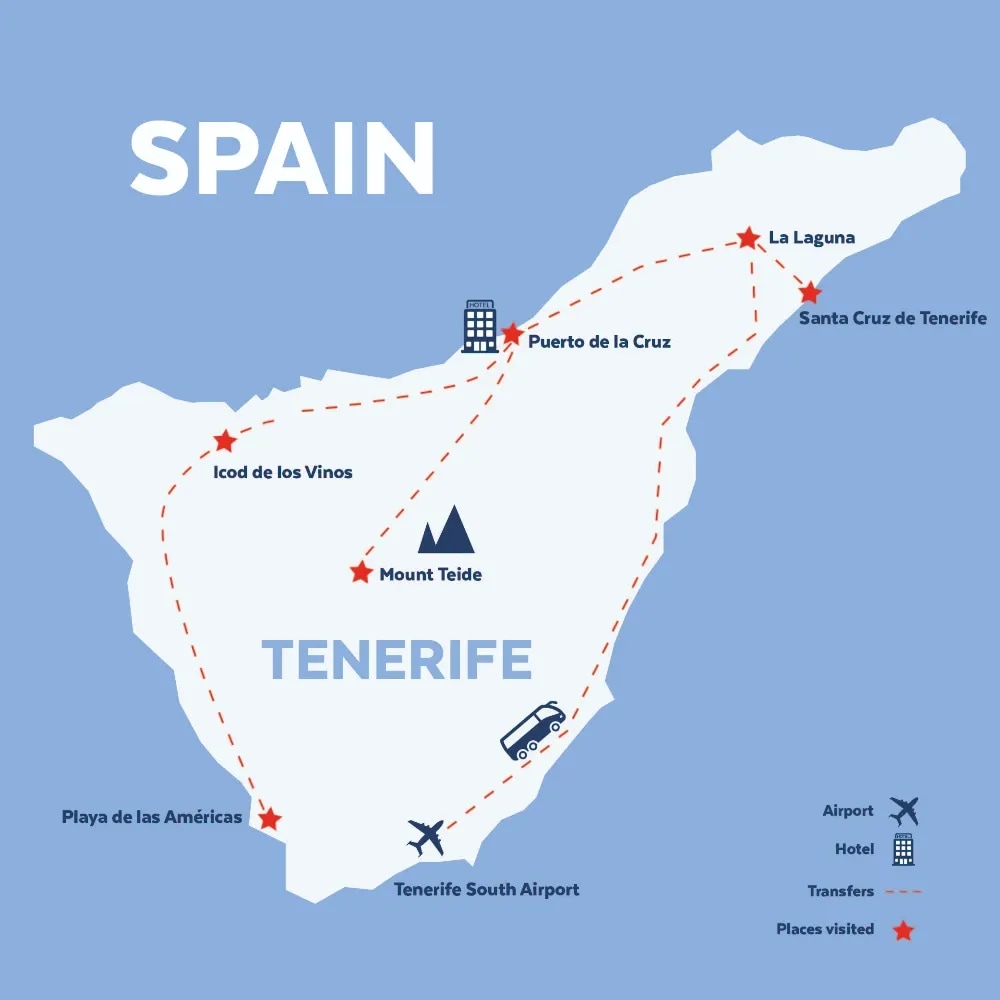 Tour map for Tenerife Coast & Country - Solo Traveller