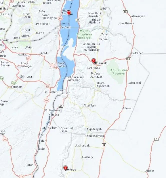 Tour map for Highlights of Jordan