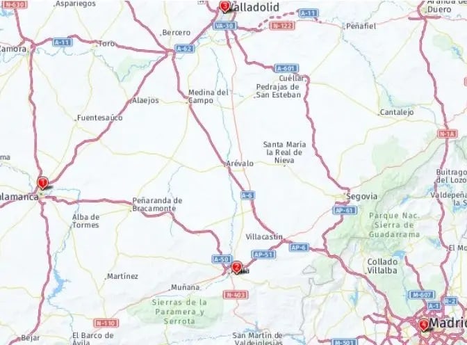 Tour map for Salamanca Short Break