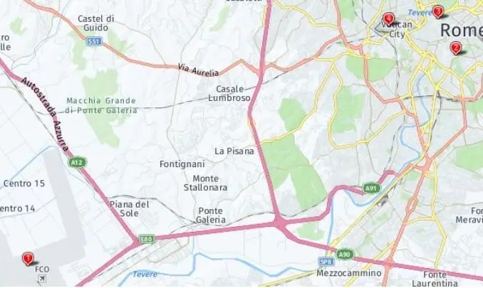 Tour map for Rome City Break