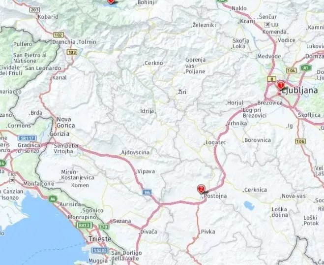 Tour map for Slovenia Short Break
