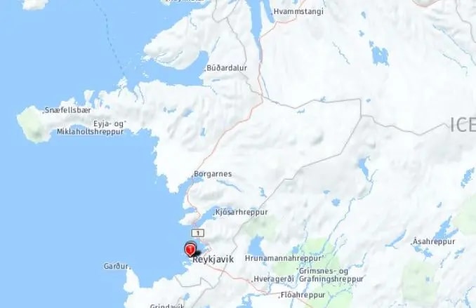 Tour map for Iceland & the Northern Lights - 4 Nights