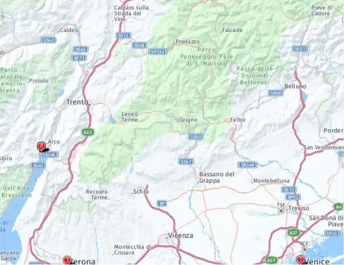 Tour map for Christmas in Lake Garda