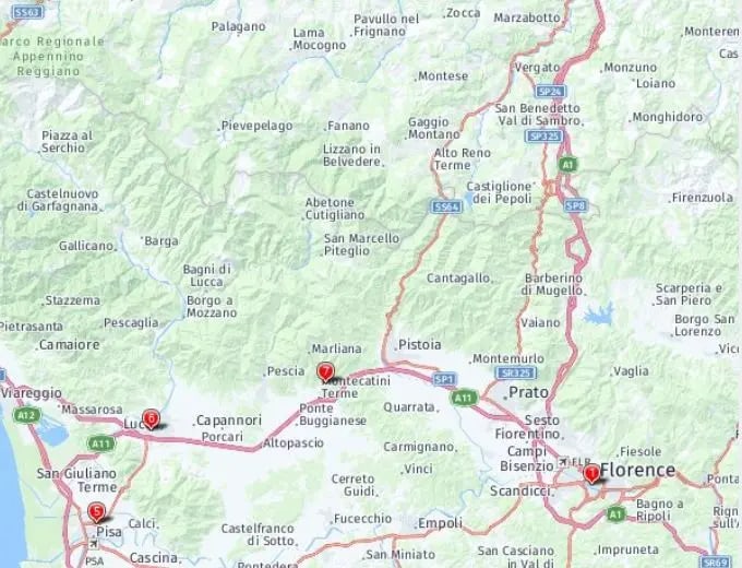 Tour map for Christmas in Tuscany  - Solo Traveller