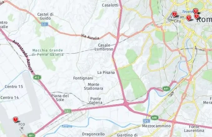 Tour map for Easter in Rome including Vatican City