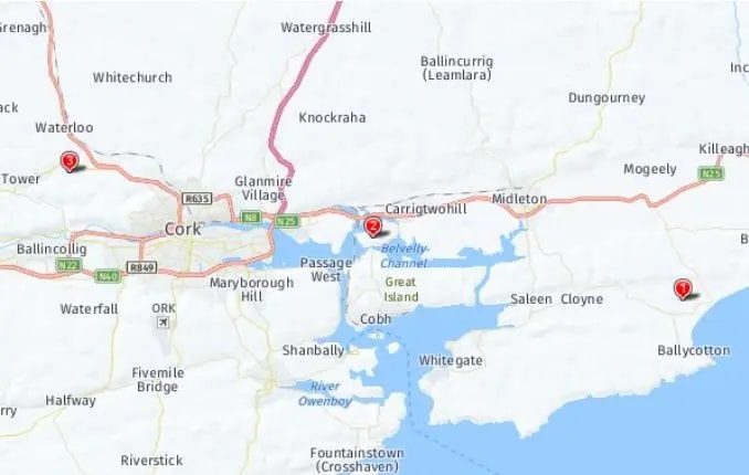 Tour map for Gardens of Cork