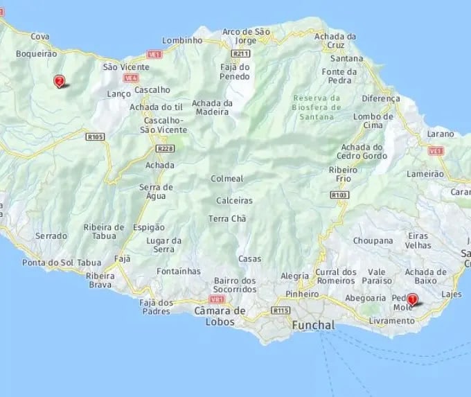 Tour map for Gardens of Madeira