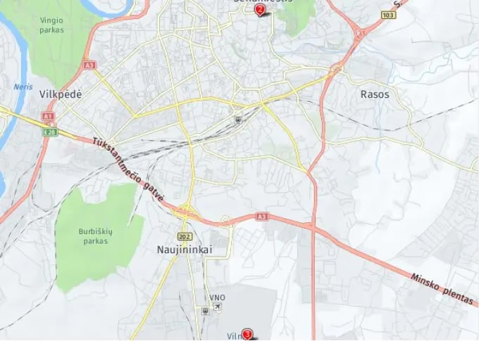 Tour map for Vilnius City Break