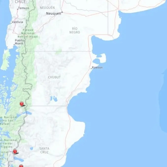 Tour map for Explore Patagonia - Ushuaia & Hike Perito Moreno Glacier