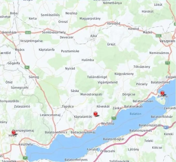 Tour map for Hungary – Lake Balaton Walking Holiday