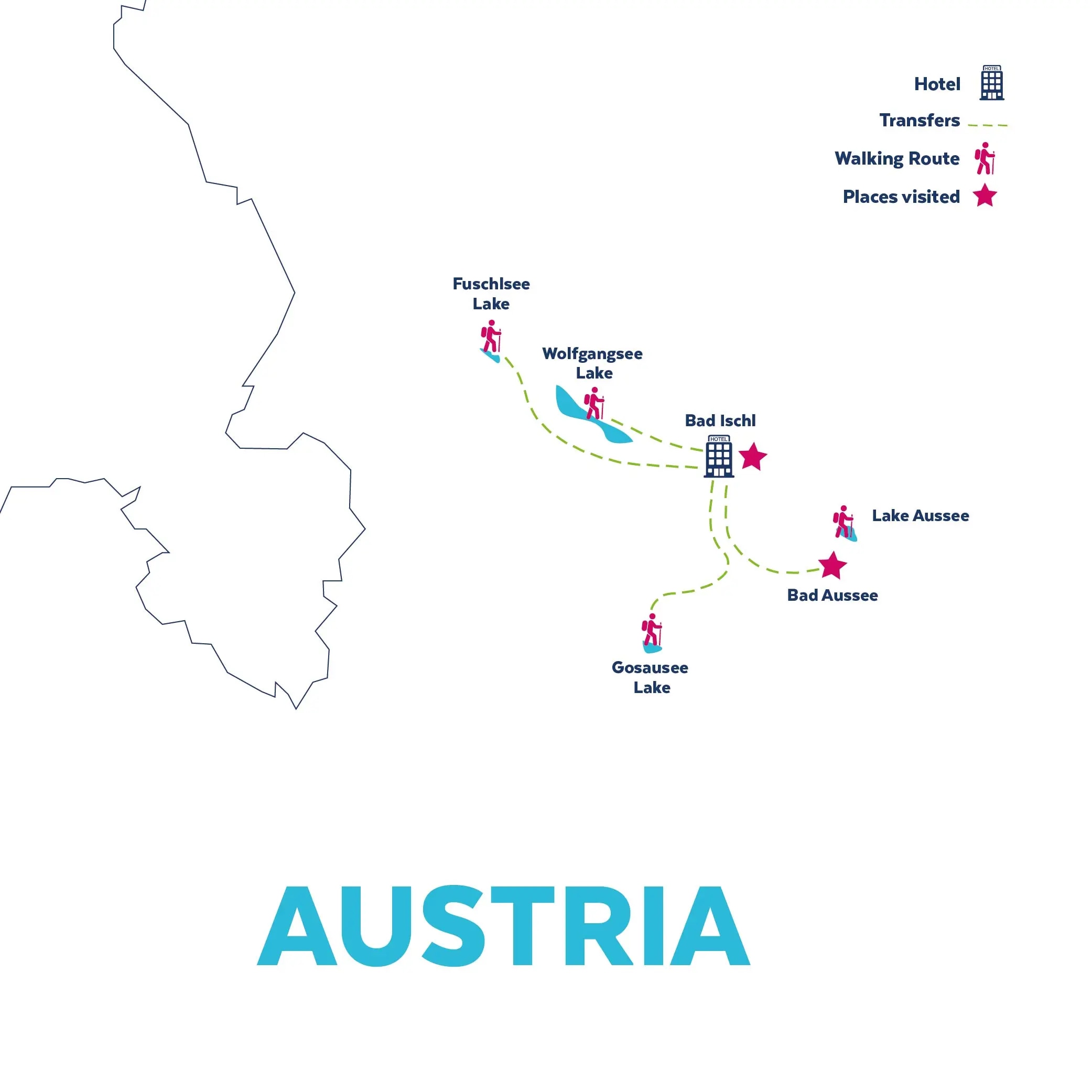 Tour map for Kitzbuhel Austrian Walking Holiday