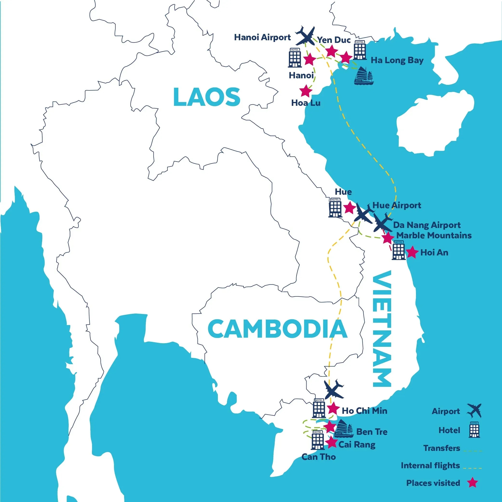 Tour map for Explore Vietnam - Ho Chi Minh City, Cu Chi Tunnels & Hoi An