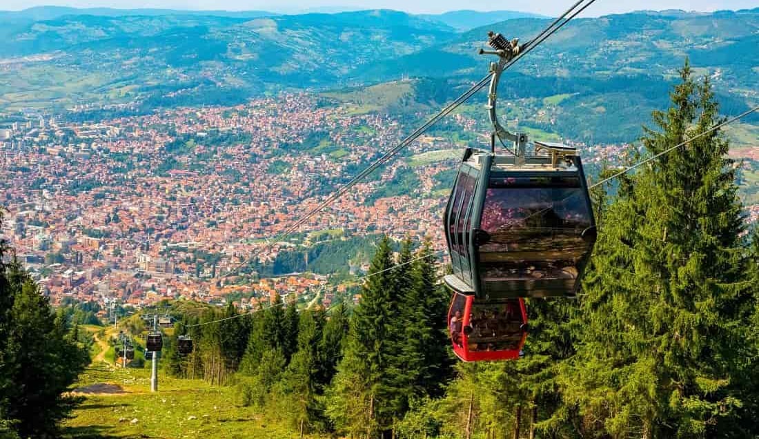 Take a cable car to Trebevic Mountain