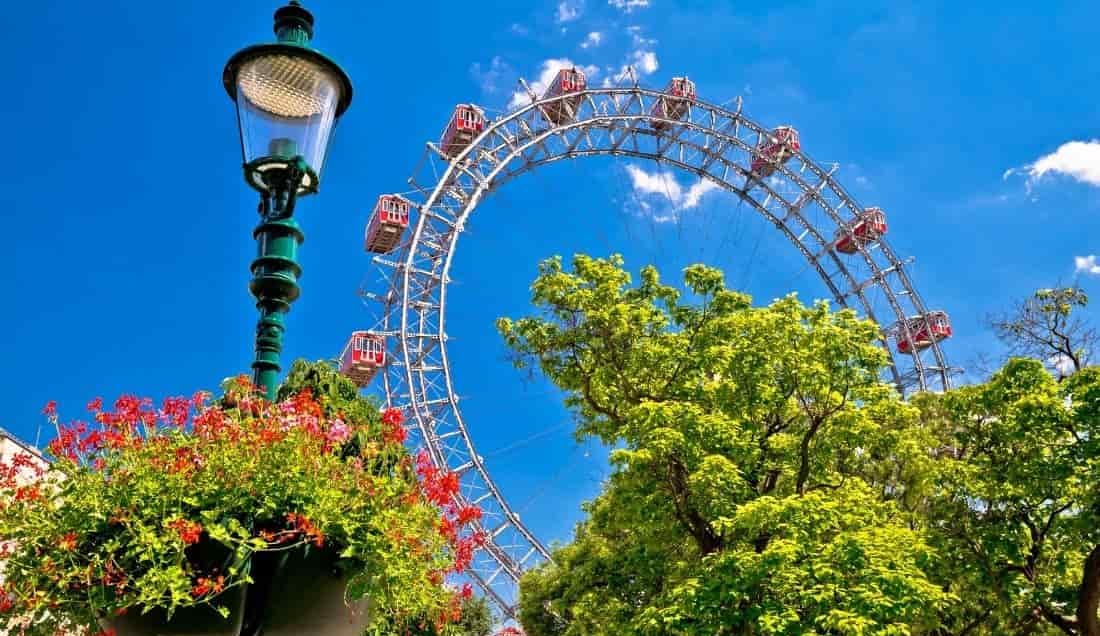 Enjoy a ride on the Riesenrad or Giant Ferris Wheek