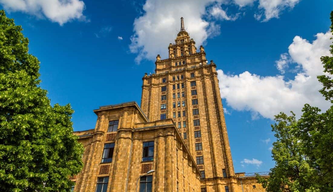 See the Latvian Academy of Sciences, locally known as 'Stalin's birthday cake.'