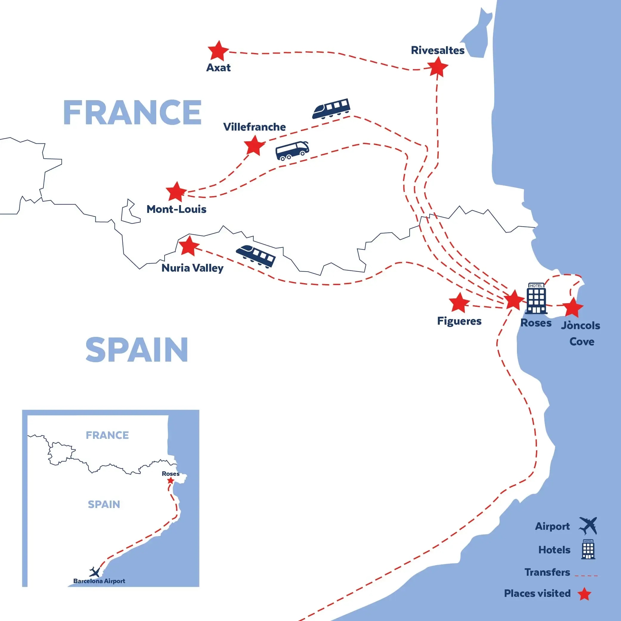 Tour map for Little Trains of the Pyrenees
