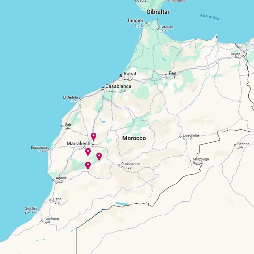 Tour map for Morocco Walking Holiday