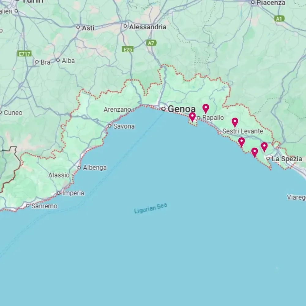 Tour map for Cinque Terre Walking Holiday