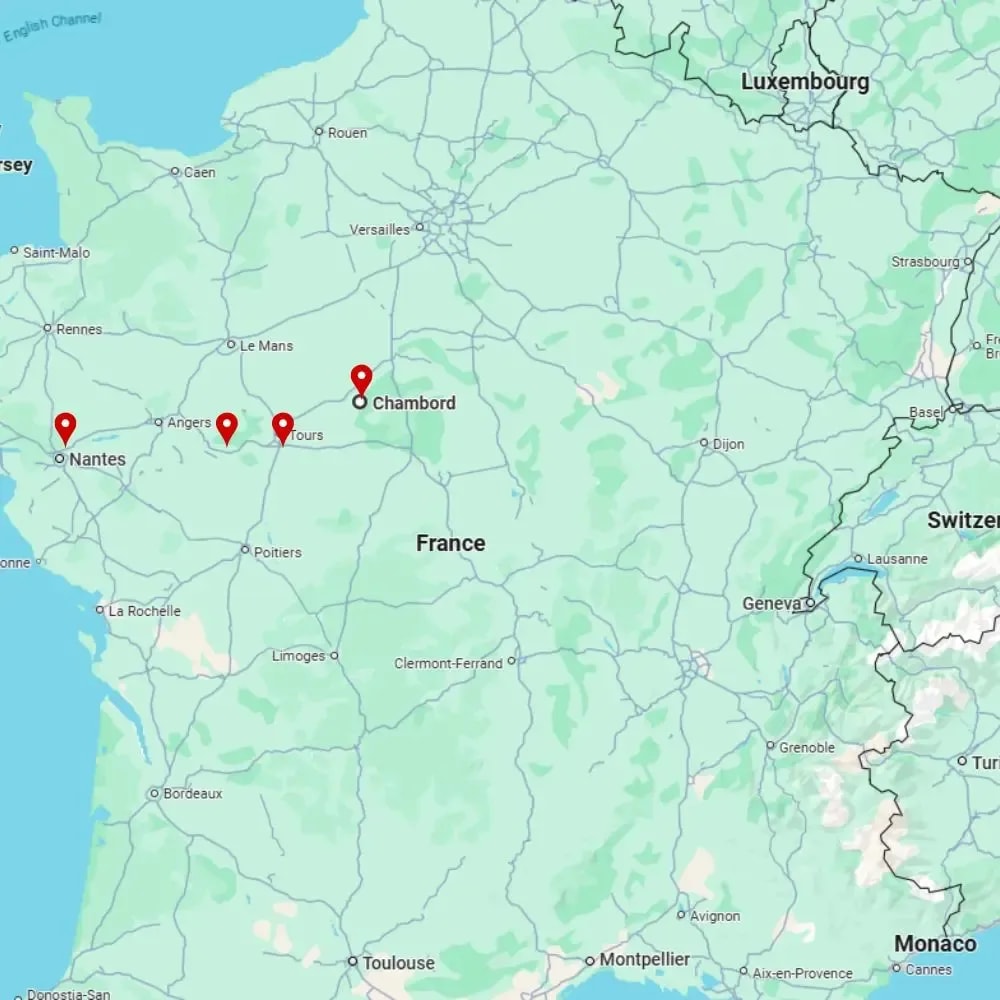 Tour map for Castles of the Loire Valley