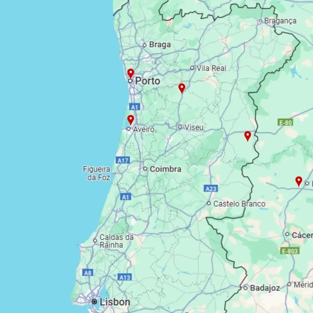 Tour map for Douro River Cruise including Porto & Salamanca (Porto - Porto)