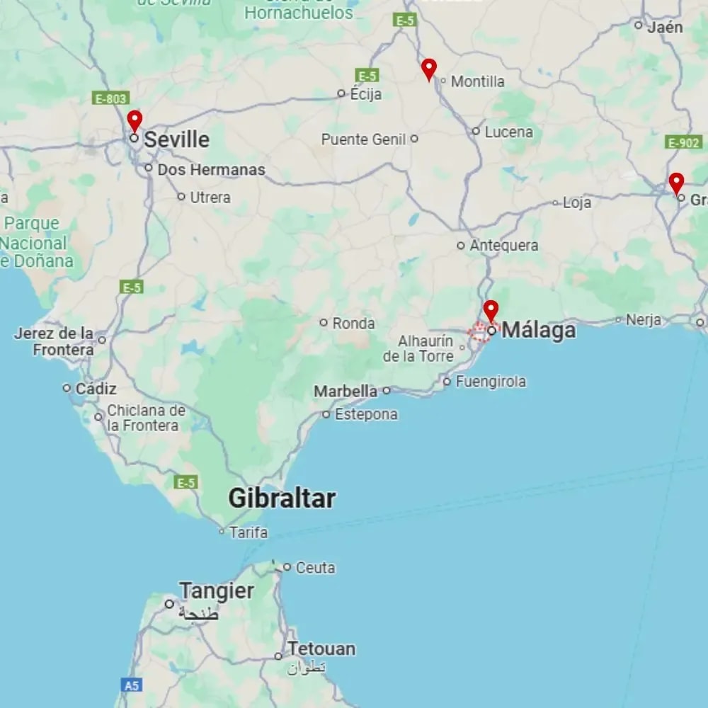 Tour map for Gardens of Andalucia