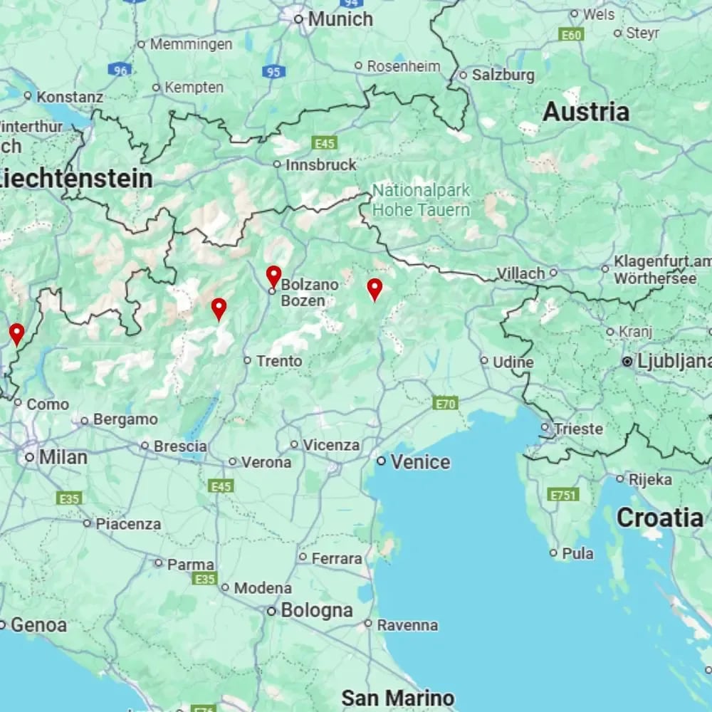 Tour map for Little Trains of the Dolomites