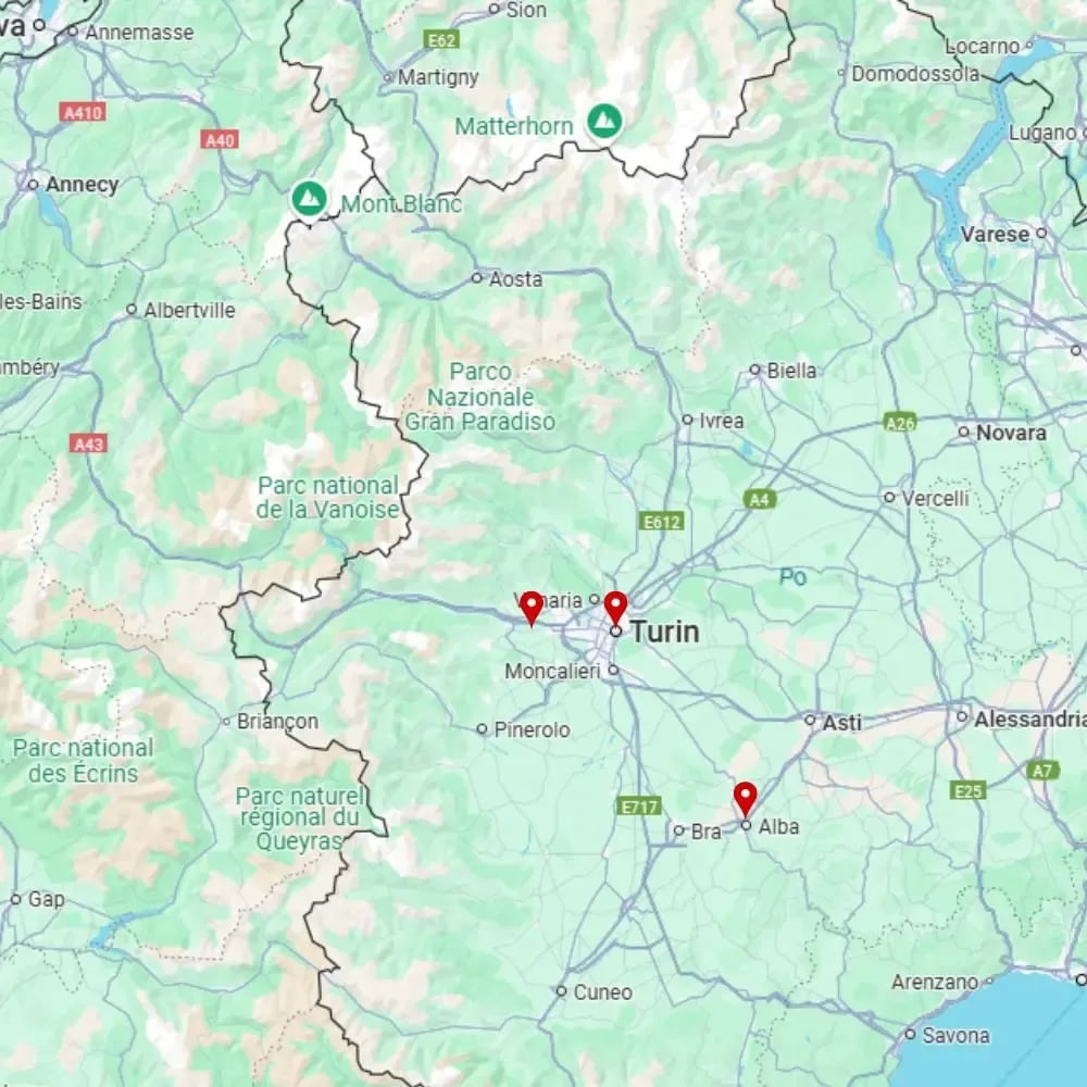 Tour map for Undiscovered Italy – Highlights of Piedmont including Turin & Alba