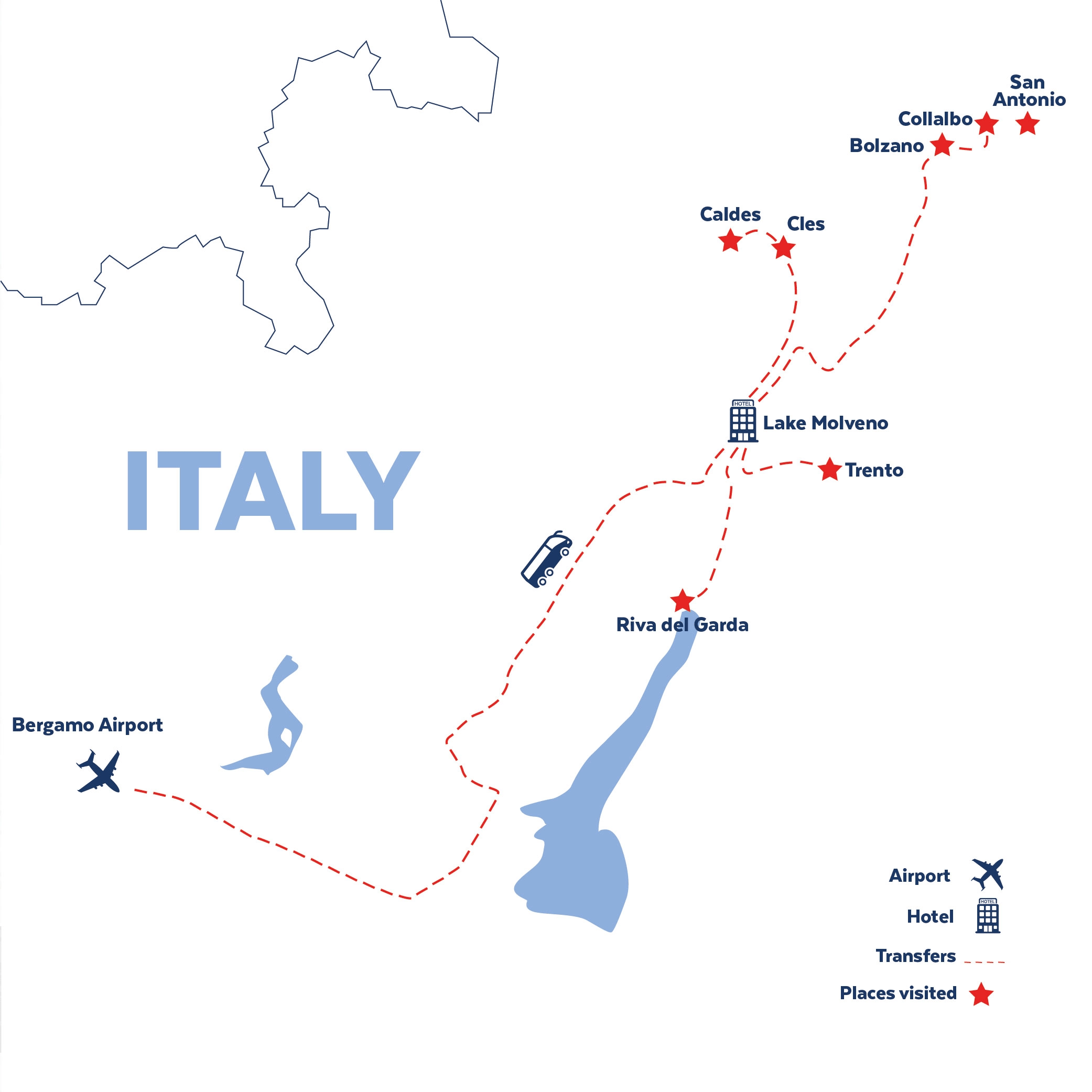 Tour map for Little Trains of the Dolomites