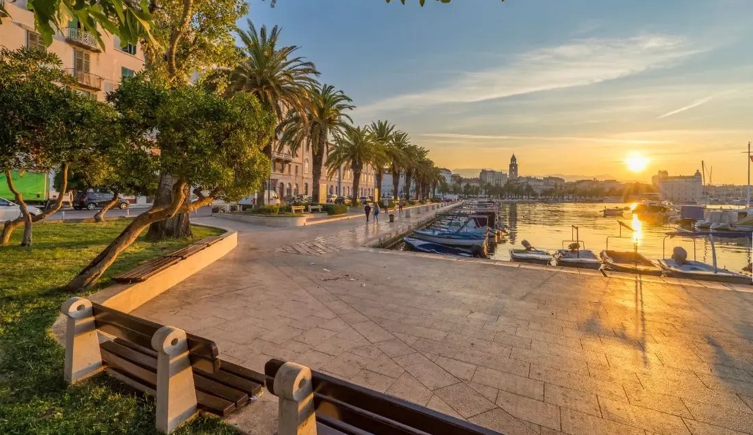 Split's Promenade Riva at Sunrise in Croatia