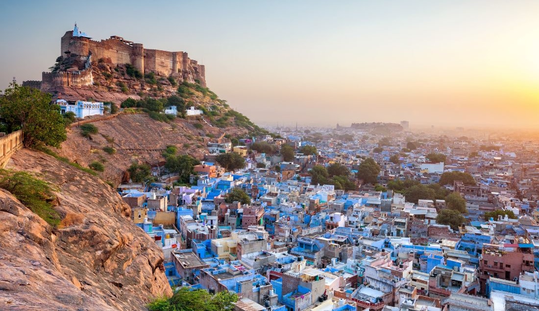 Explore Jodhpur, Rajasthan's iconic Blue City and visit the hilltop Mehrangarh Fort.