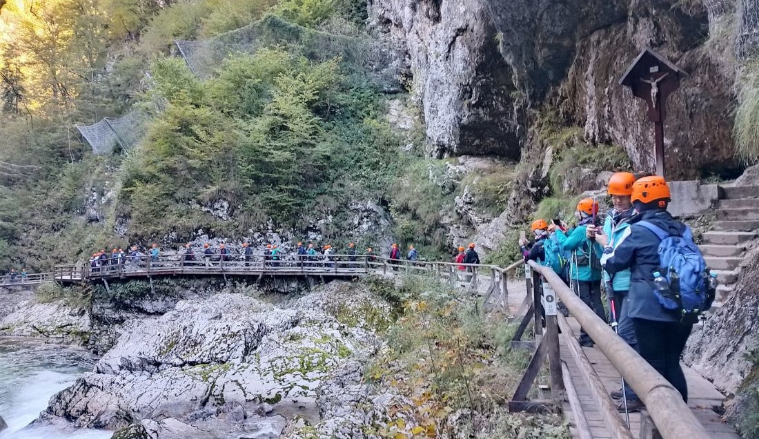 Follow the trail through Vintgar Gorge.  