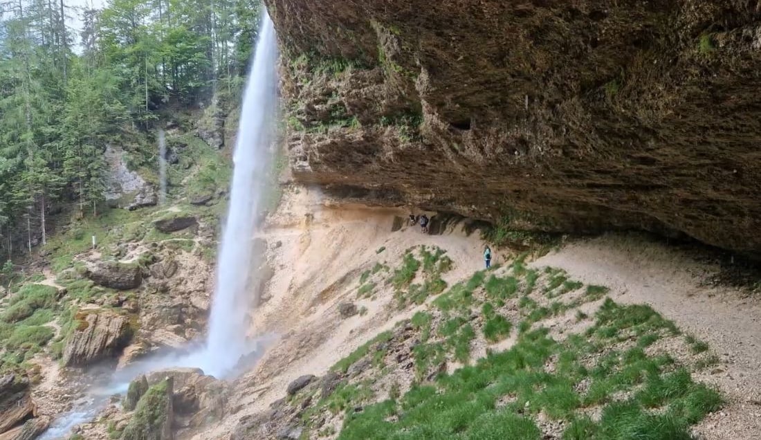 Walk behind the falls at Pericnik.