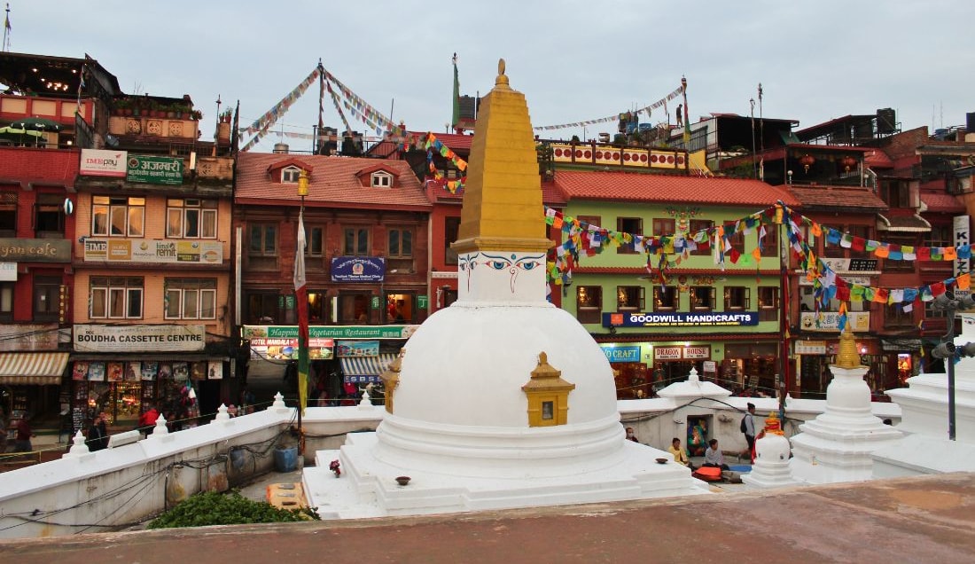 Visit Boudhanath Stupa, one of Kathmandu's most sacred sites.