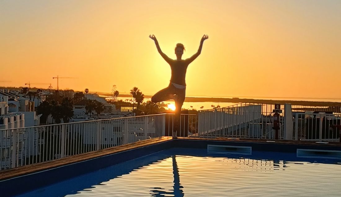 Find your balance as the sun goes down.